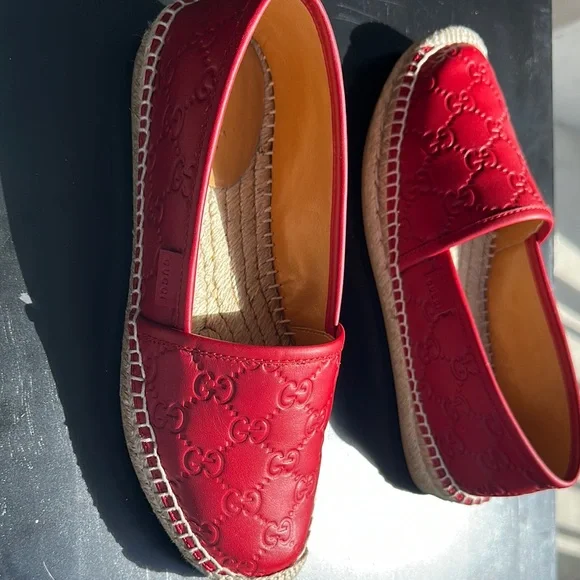 Gucci Red Leather Espadrilles - Picture 8 of 14